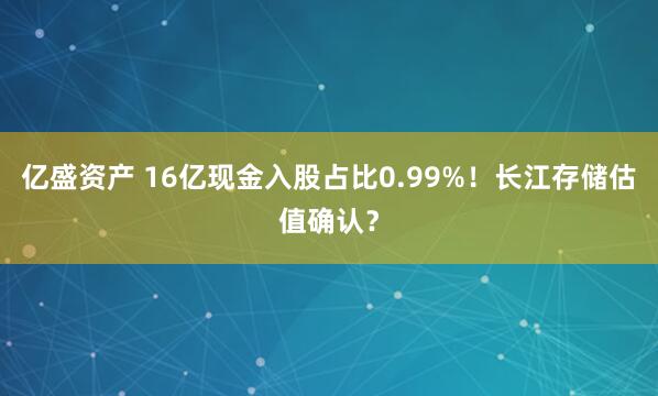 亿盛资产 16亿现金入股占比0.99%！长江存储估值确认？