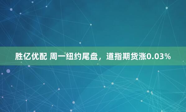 胜亿优配 周一纽约尾盘，道指期货涨0.03%